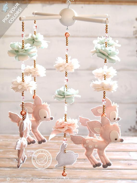 Baby Deer Decor
 Fawn Baby Mobile 100 Swarovski Crystals Deer by LollyCloth