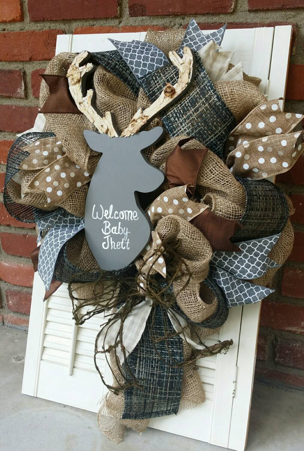 Baby Deer Decor
 Deer Nursery Decor Gray Deer Wreath Rustic Nursery Woodland