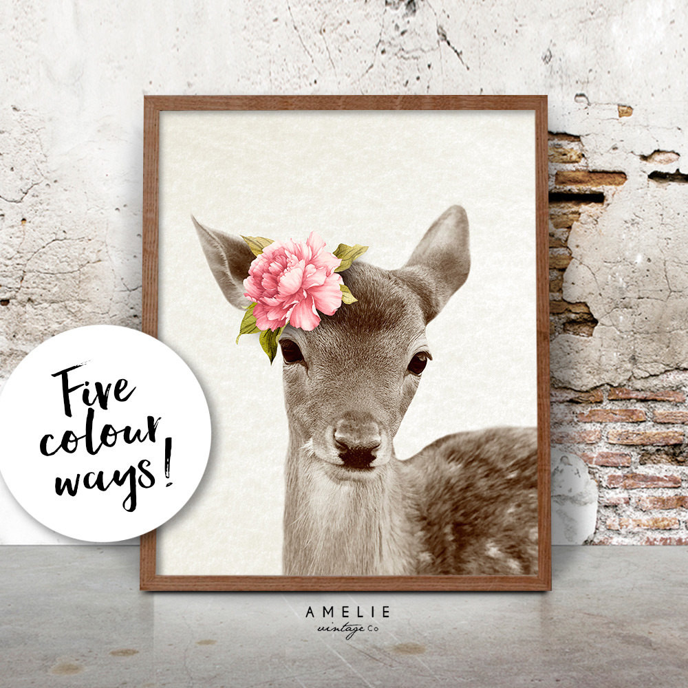 Baby Deer Decor
 Nursery Wall Art Decor Baby Deer Fawn Print Woodlands