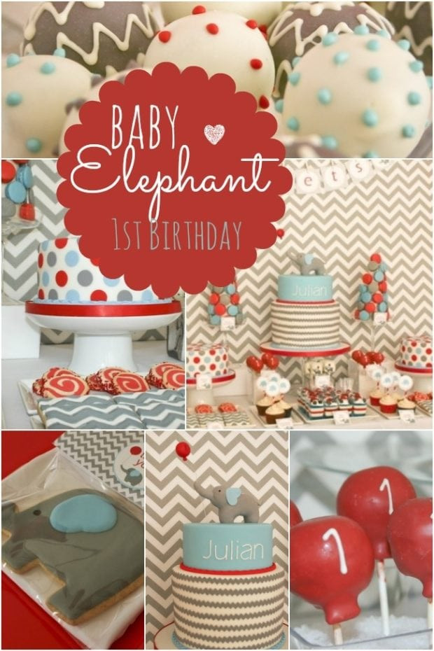 Baby Elephant Party Decorations
 Baby Elephant Themed First Birthday Party