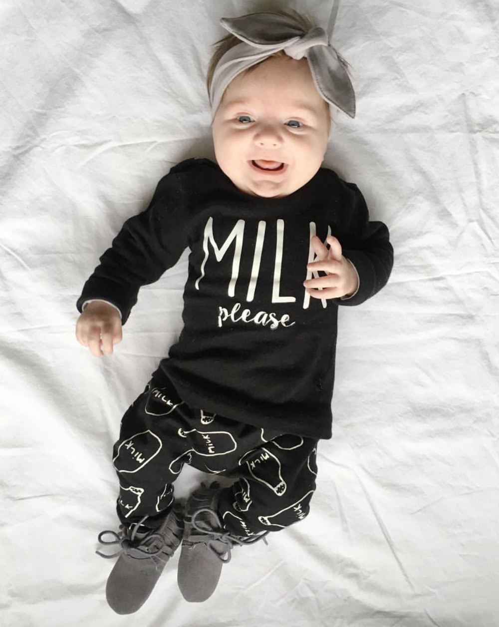 Baby Fashion
 2018 Autumn Fashion Baby Girl Clothes Uni Black Cotton