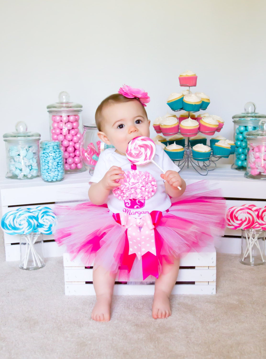 Baby First Party
 Baby Girl First Birthday Outfit Pink Tutu Cake Smash