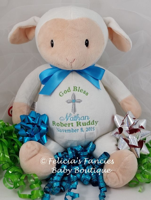 Baby Gift Botique
 Baby Gift for Baptism Lamb Personalized Stuffed Animal