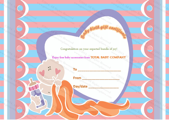 Baby Gift Certificate
 Bundle of Joy Gift Certificate Template