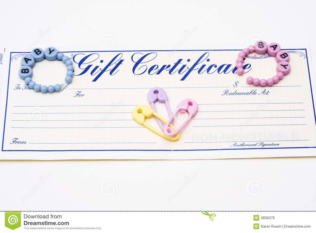 Baby Gift Certificate
 Baby Gift Certificate stock image Image of pink pins