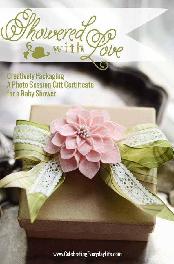 Baby Gift Certificate
 Showered with Love Wrapping a Baby Shower Gift Certificate