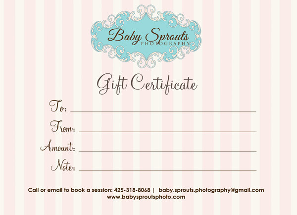 Baby Gift Certificate
 Gift Certificate Baby Sprouts graphy Baby Sprouts