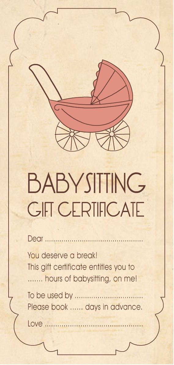 Baby Gift Certificate
 Template for Baby Sitting Gift Certificate babyshower