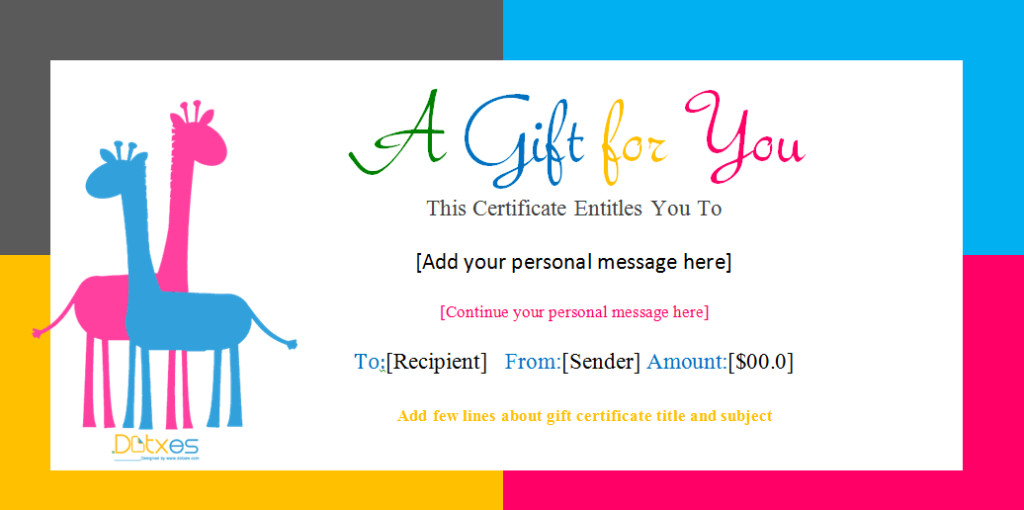 Baby Gift Certificate
 Birthday Gift Certificate Templates For Girls and Boys