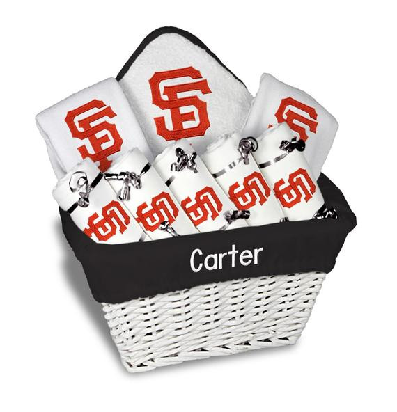 Baby Gift San Francisco
 Personalized San Francisco Giants Baby Gift Basket 2 Bibs 5