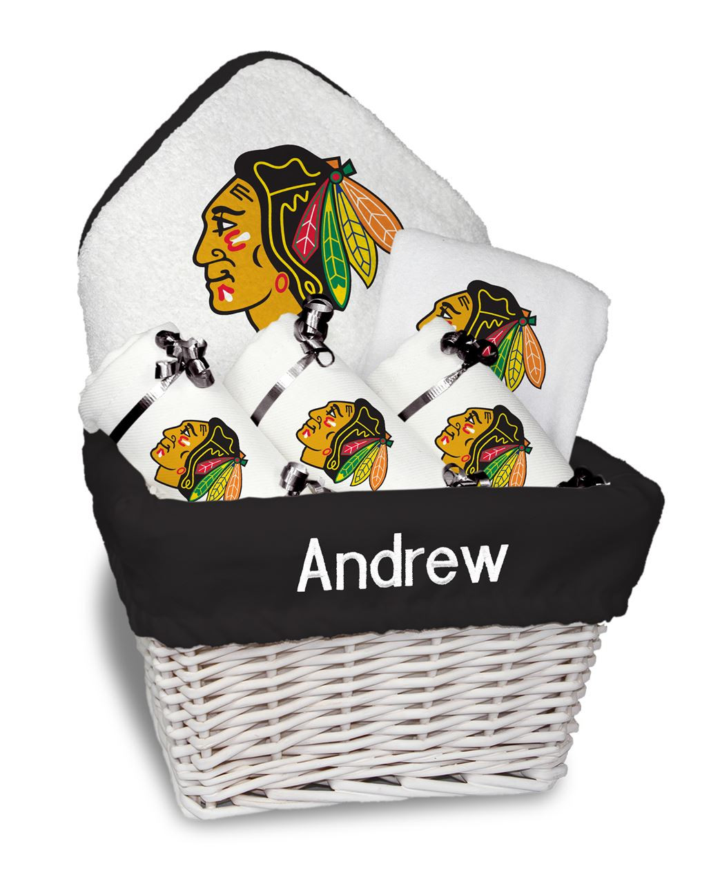 Baby Gifts Chicago
 Personalized Chicago Blackhawks Medium Gift Basket