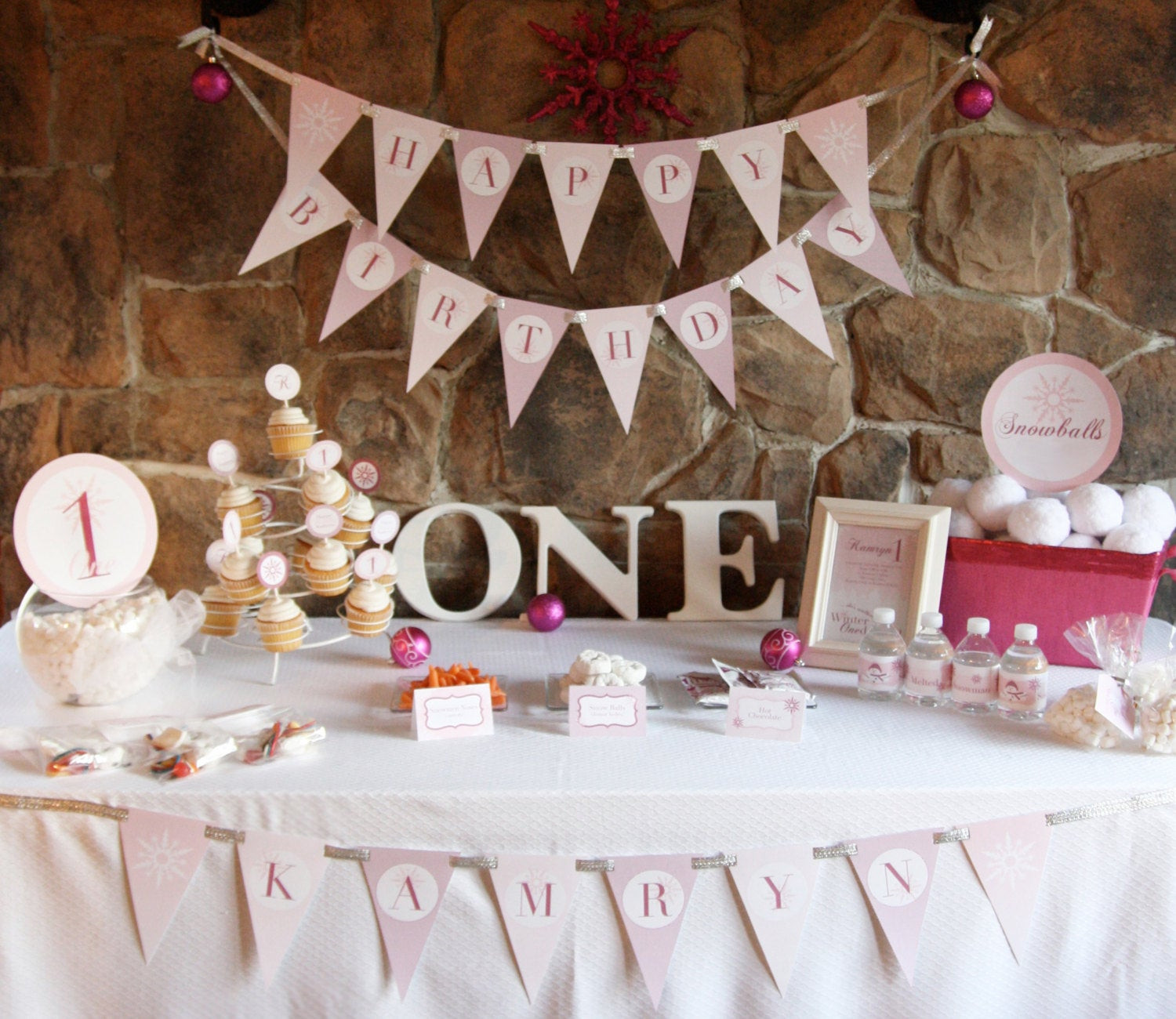 Baby Girl Bday Party
 Winter ONEderland Birthday Party Theme Baby Girl s First