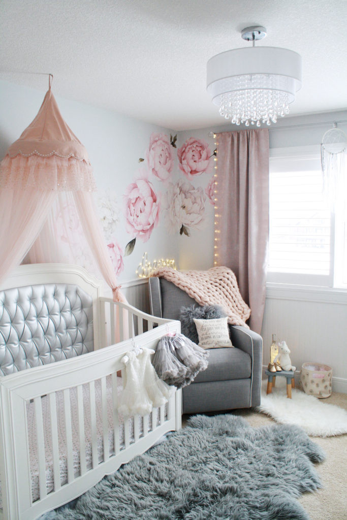 Baby Girl Bedroom Decor
 Glamorous pink and gray nursery • Baby girl nursery in