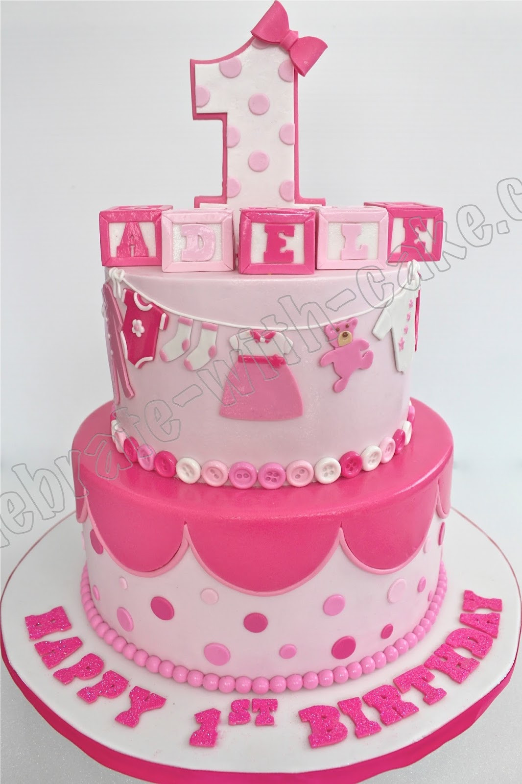 Baby Girl Birthday Cake
 Celebrate with Cake 1st Birthday Baby Girl Tier Cake