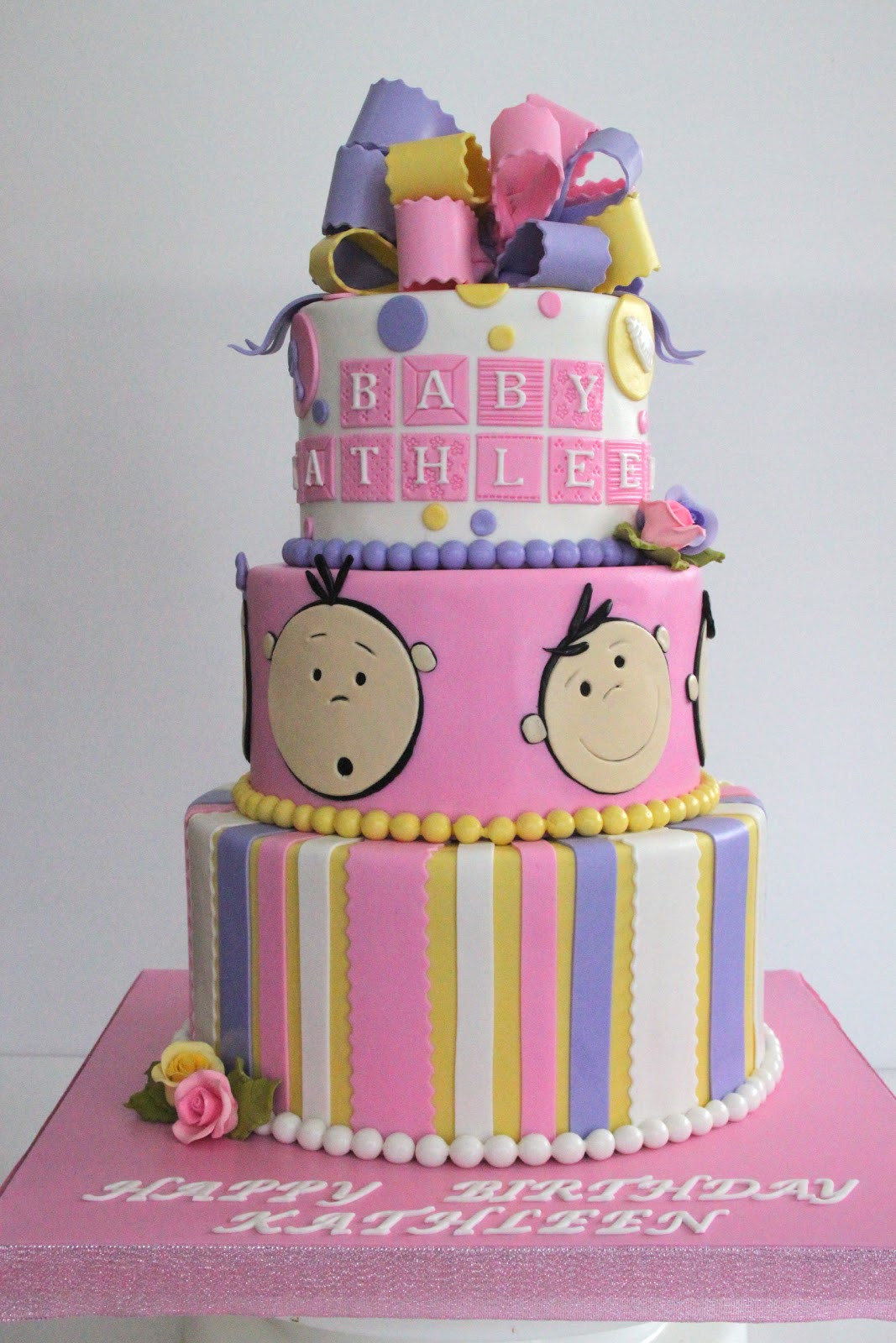 Baby Girl Birthday Cake
 Celebrate with Cake 1st Birthday 3 tier Baby Girl Cake