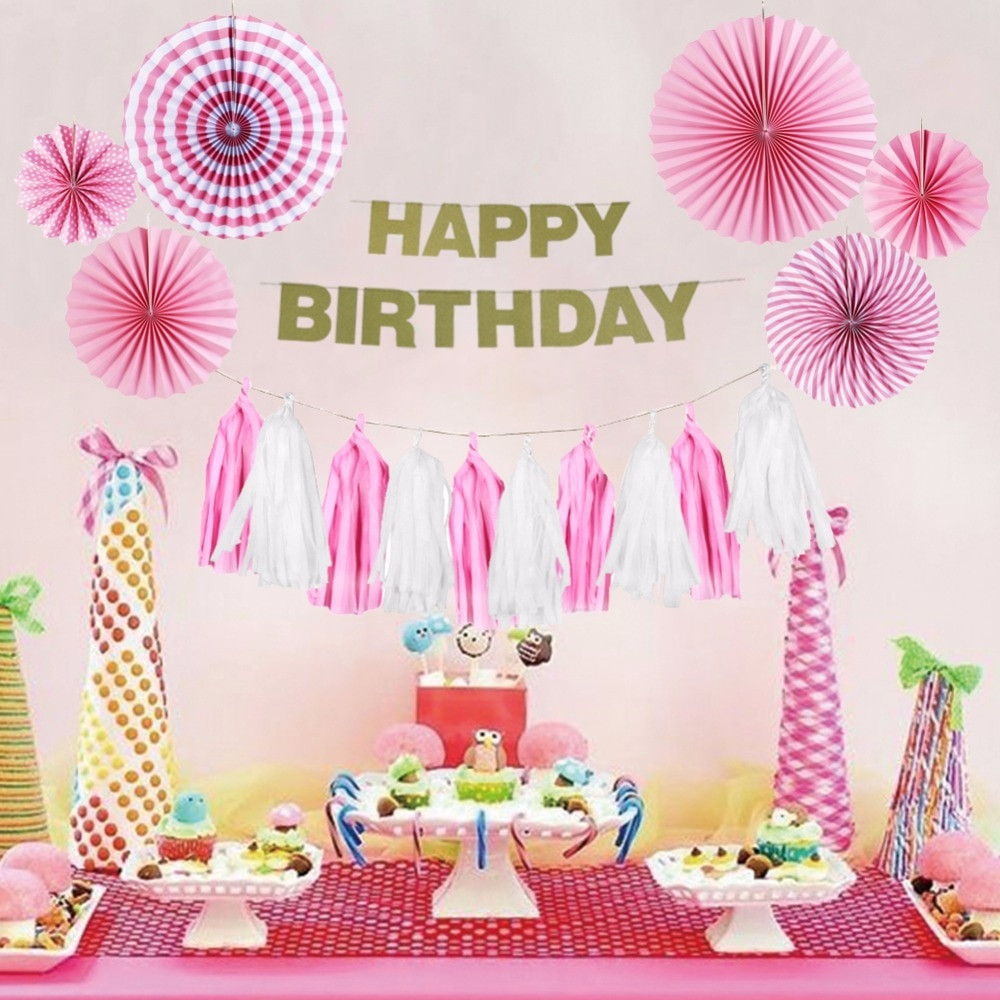 Baby Girl Birthday Decoration Ideas
 Pink Theme Birthday Party Decoration Happy Birthday Girl