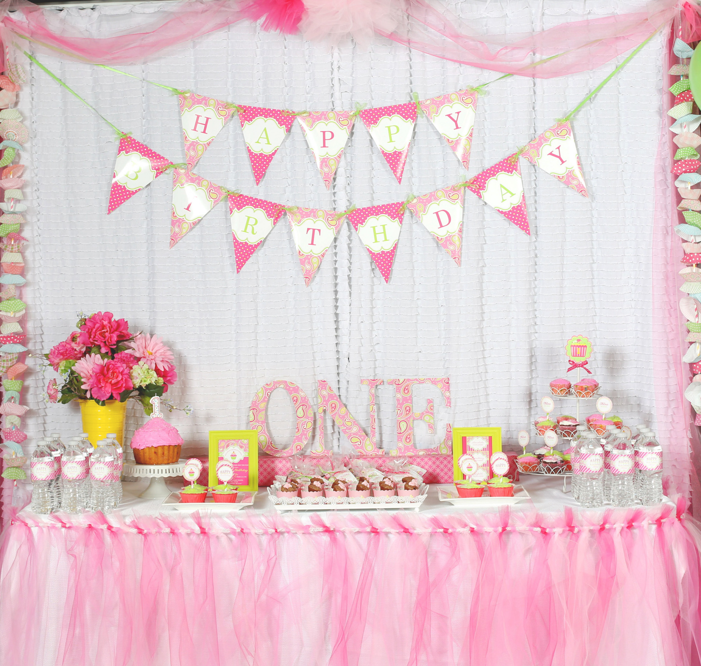 Baby Girl Birthday Decoration Ideas
 A Cupcake Themed 1st Birthday party with Paisley and Polka