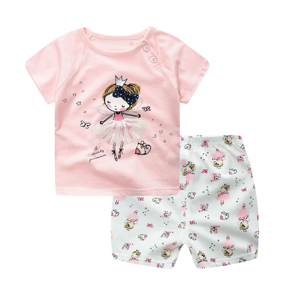 Baby Girl Fashion Clothes
 Pink Newborn Baby Girls Clothes Cute Smile princess short