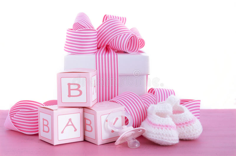 Baby Girl Gifts For Baby Shower
 Baby Shower Its A Girl Pink Gift Stock Image of