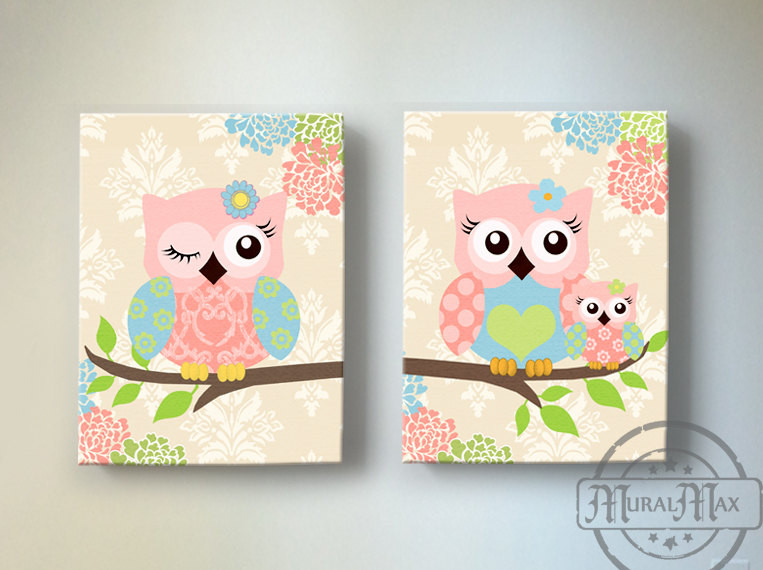 Baby Girl Owl Decor
 Kids Wall Art Owl Nursery Baby Girl Owl Decor Owl Nursery