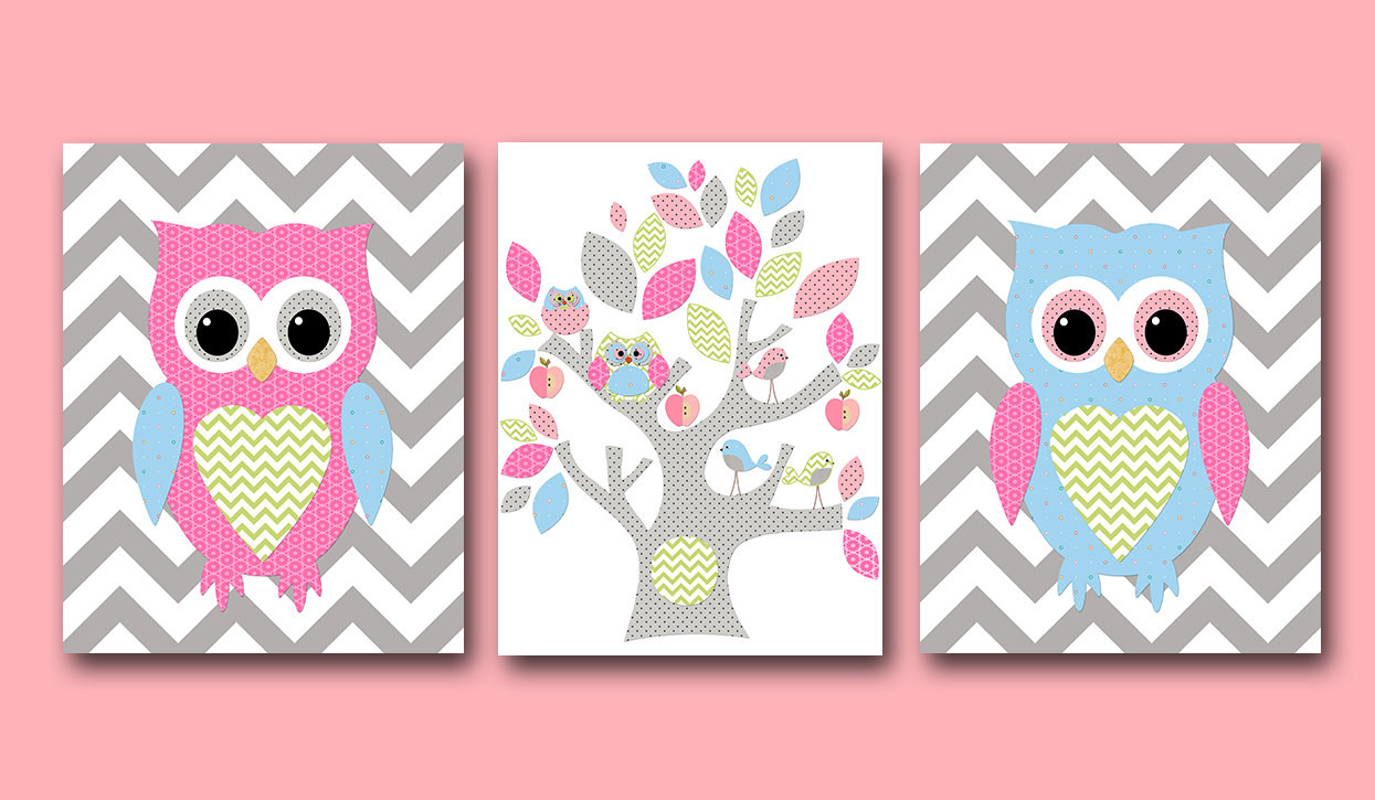 Baby Girl Owl Decor
 Owl Decor Owl Nursery Baby Girl Nursery Decor Children Art