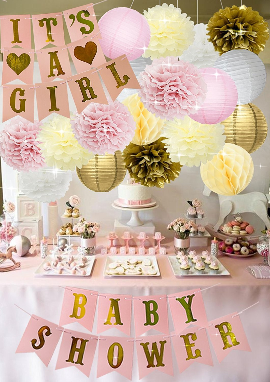 Baby Girl Shower Decorating Ideas
 Baby Shower Decorations BABY SHOWER IT S A GIRL Garland