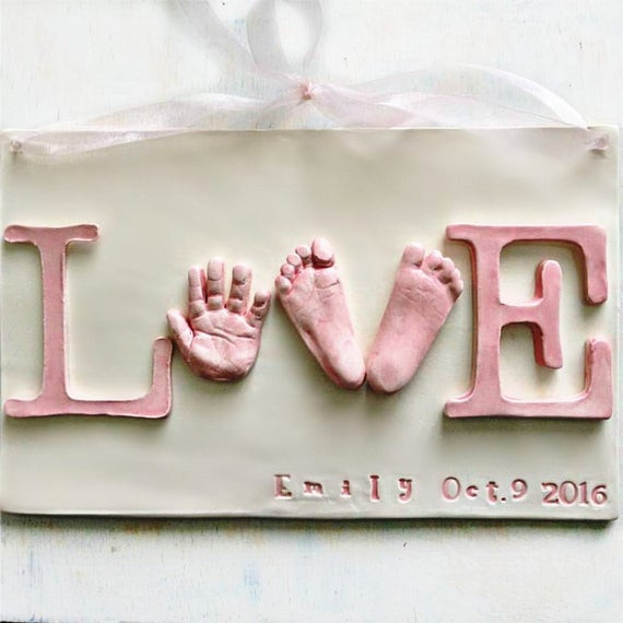 Baby Handprint Gift Ideas
 Personalized Baby Keepsake Gift Handprint Print Love Decor