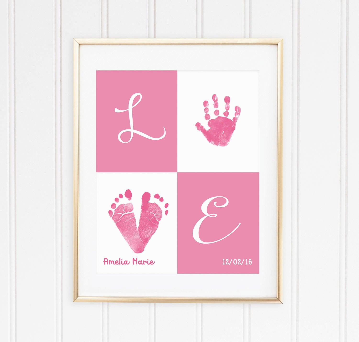 Baby Handprint Gift Ideas
 Custom Baby Handprint Wall Art Nursery Decor New Baby Gift