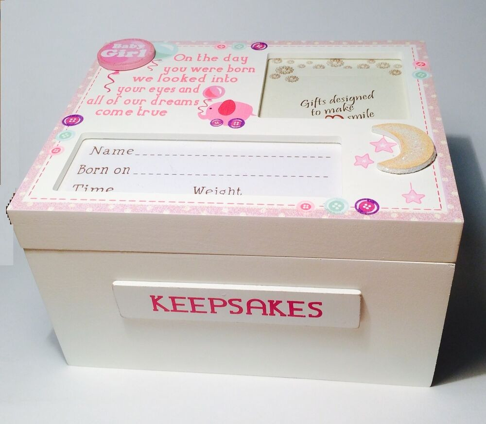 Baby Keepsakes Gifts
 Hand Made Wooden Baby Girl Keepsake Memory Box CHRISTENING