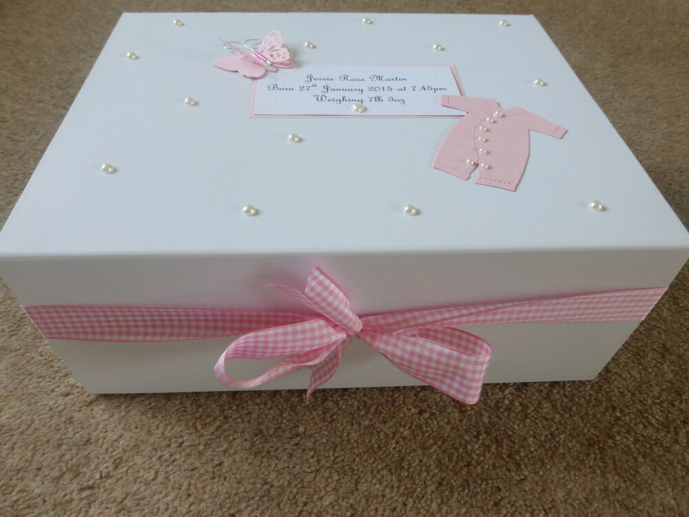 Baby Keepsakes Gifts
 Personalised memory Box New Baby Keepsake Box pink blue