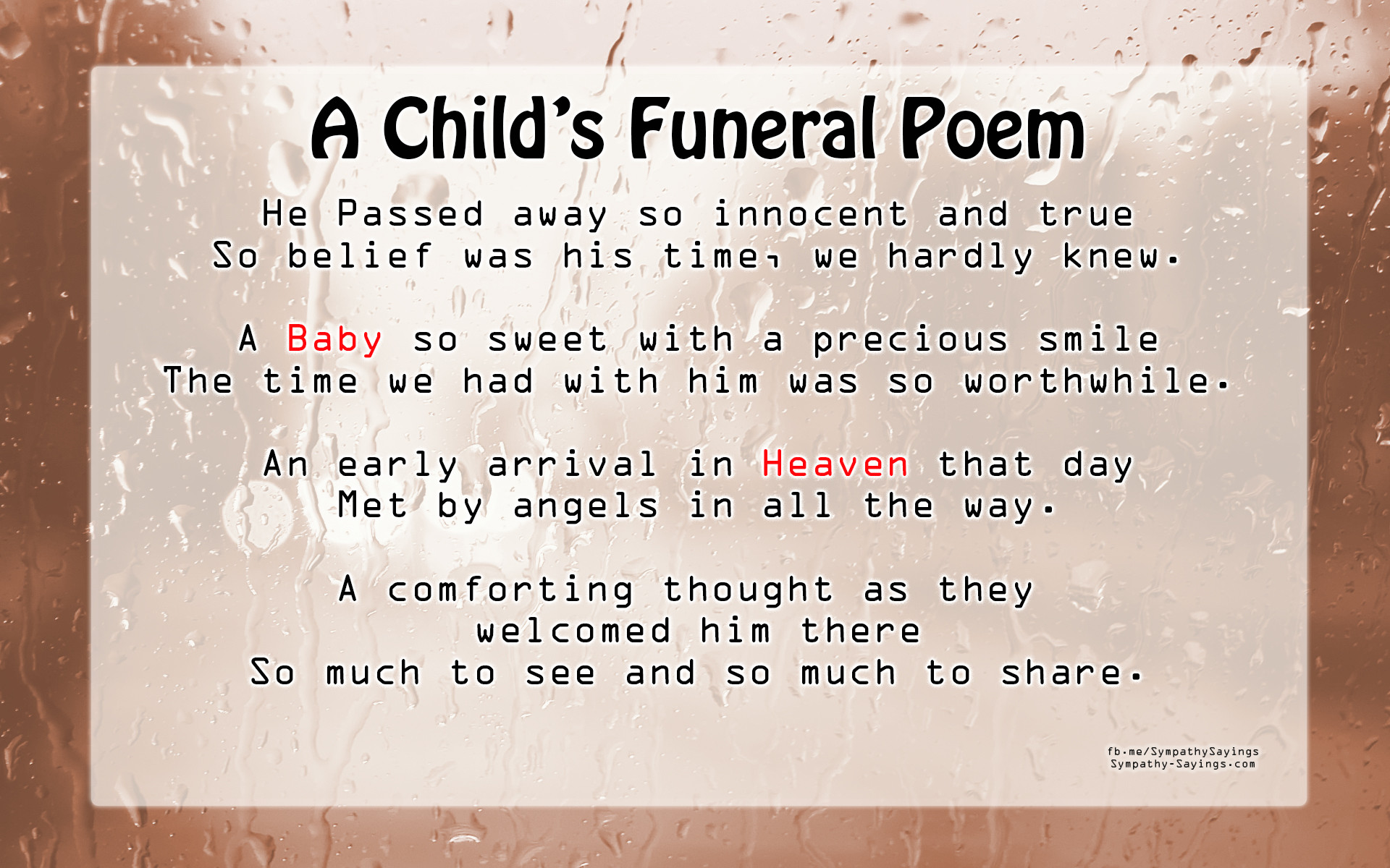 Baby Memorial Quotes
 Baby funeral Poems