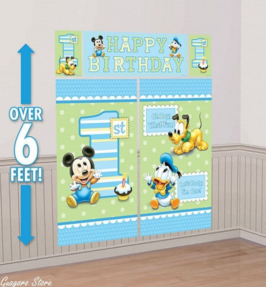 Baby Mickey Party Decorations
 Baby Mickey Mouse 1st Birthday Scene Setter Wall Banner