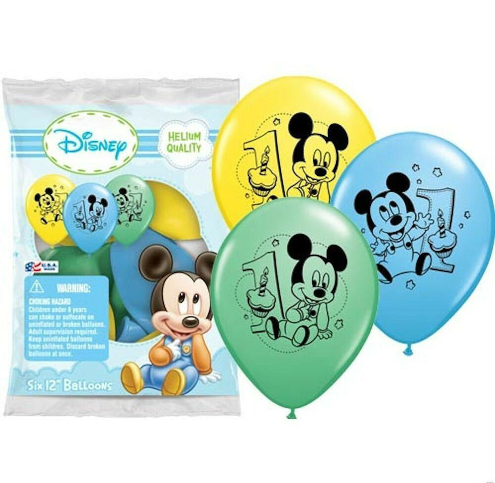 Baby Mickey Party Decorations
 12 Baby Mickey Mouse 1st First Birthday Favor Balloons