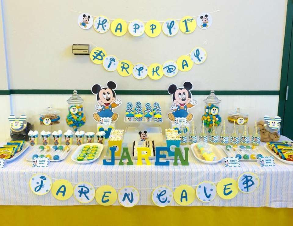 Baby Mickey Party Decorations
 Baby Mickey Mouse Birthday "Happy 1st Birthday"