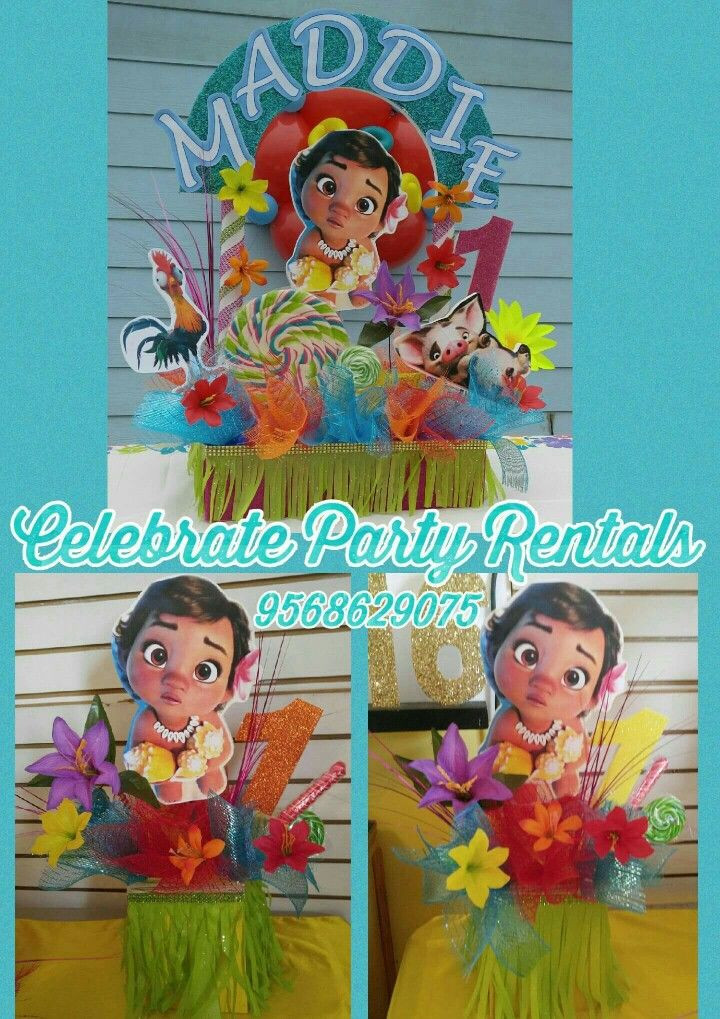 Baby Moana Party Decorations
 Baby Moana centerpieces Moana Birthday Party