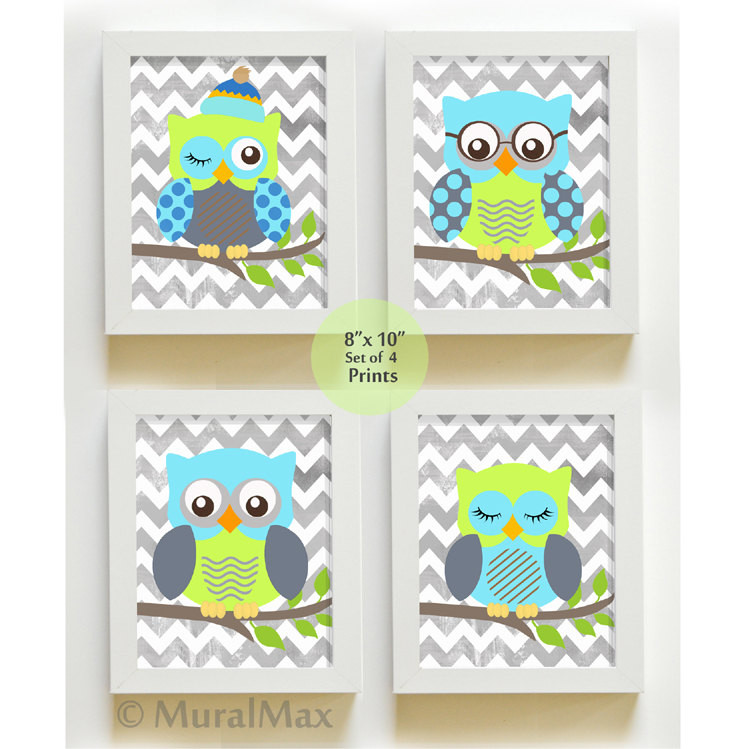 Baby Owls Decor
 Baby Room Decor Owl Decor Nursery art Set of 4 Prints
