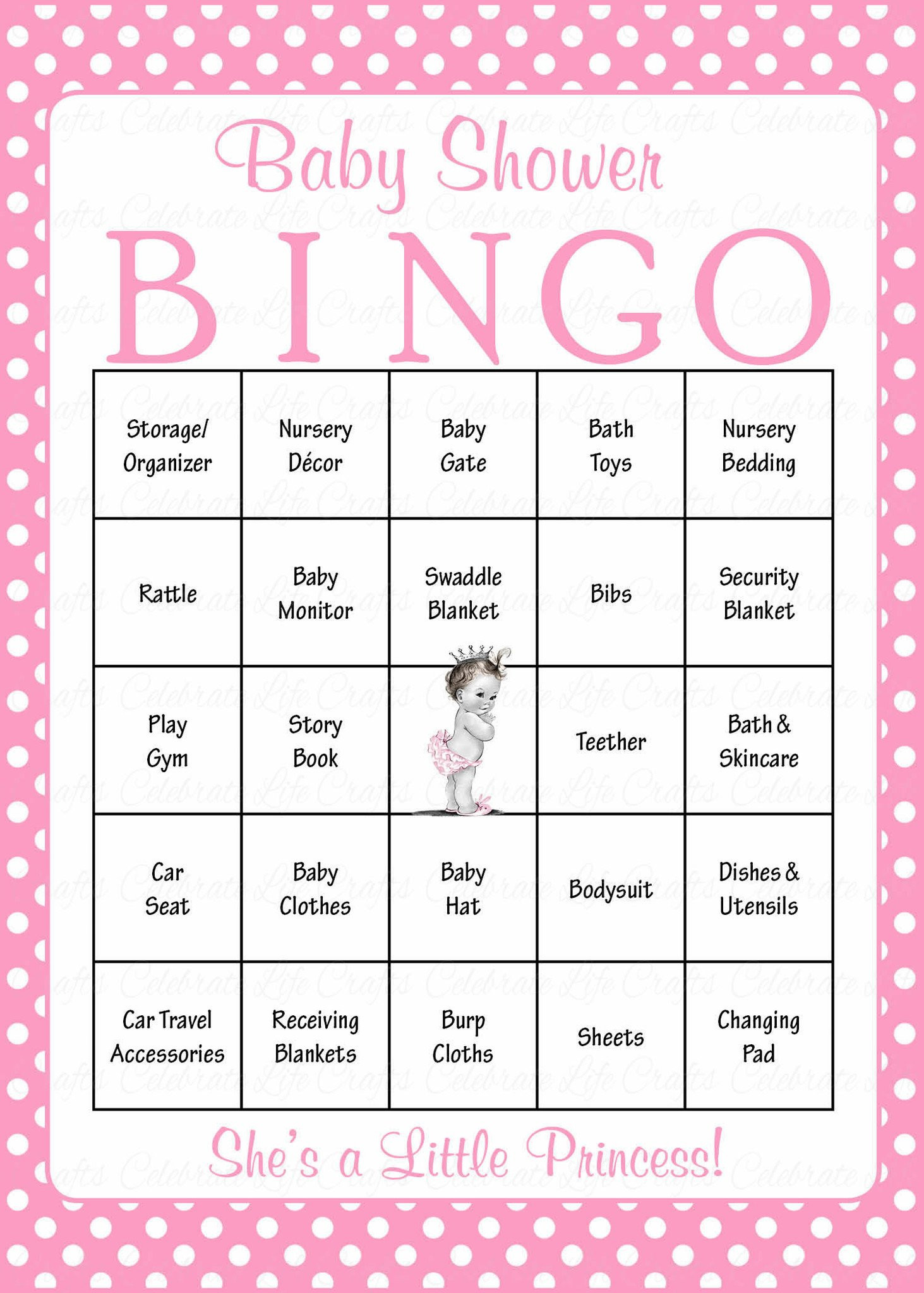 Baby Shower Gift Bingo Printable
 Princess Baby Shower Game Download for Girl