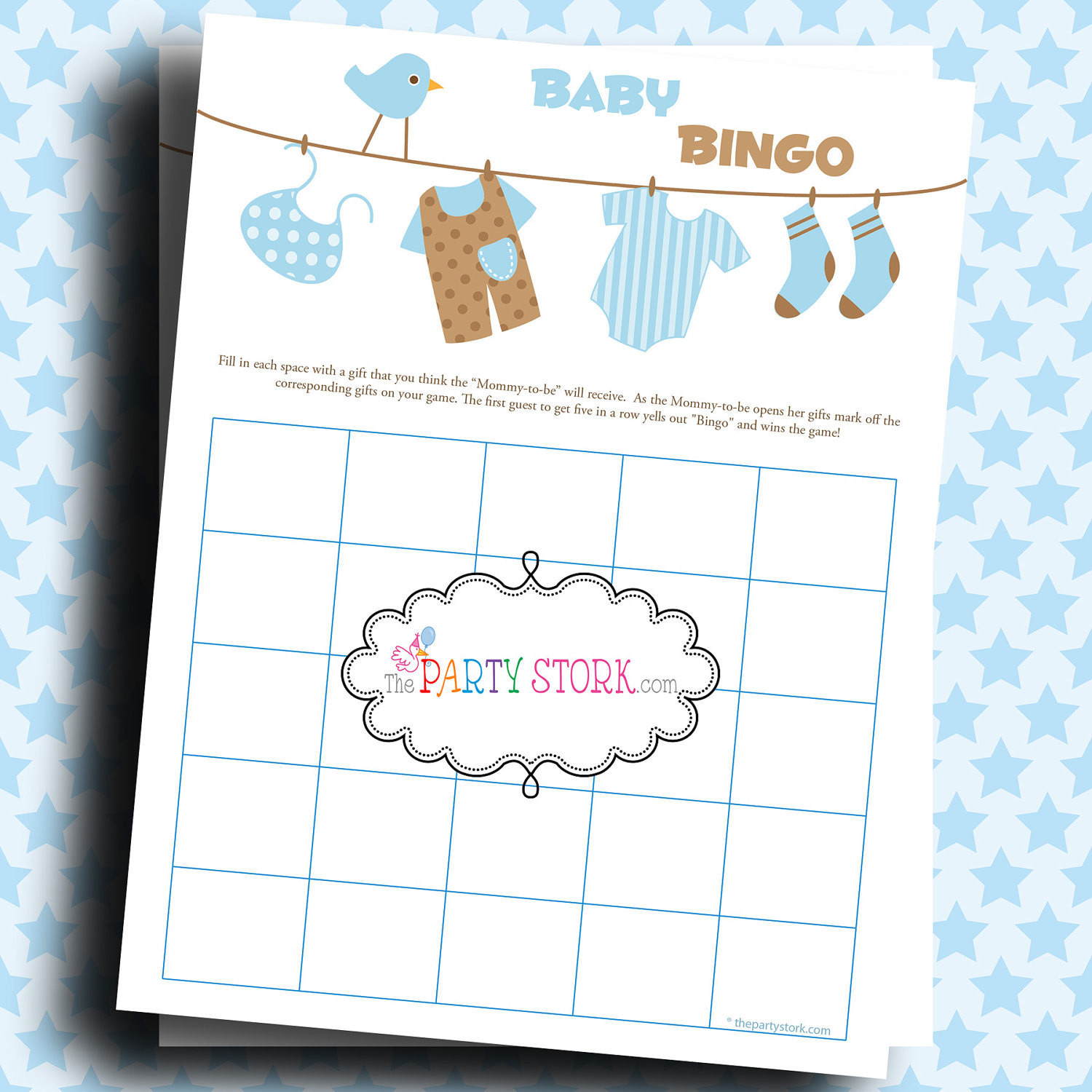 Baby Shower Gift Bingo Printable
 Baby Boy Shower Gift Bingo Game Baby Laundry PRINTABLE More