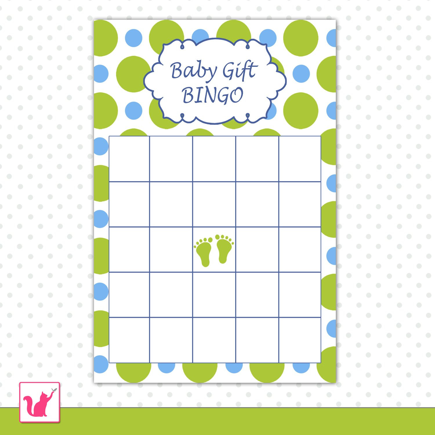 Baby Shower Gift Bingo Printable
 30 Cute Baby Shower Party Gift Bingo Card Blue Green