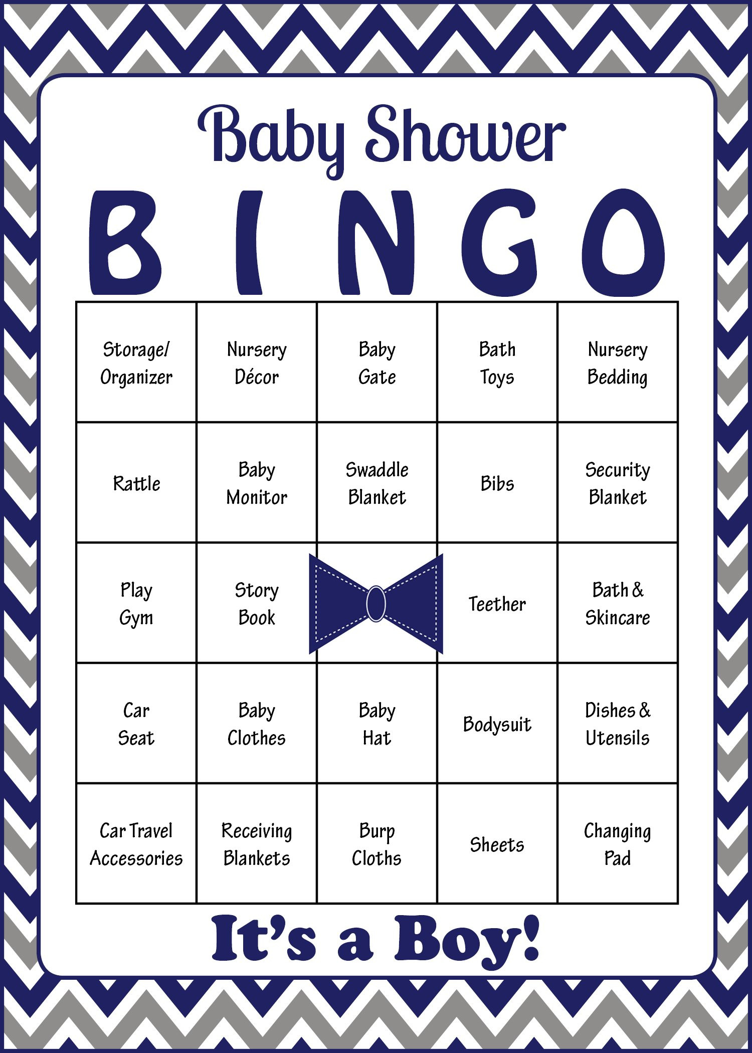 Baby Shower Gift Bingo Printable
 Little Man Baby Shower Game Download for Boy