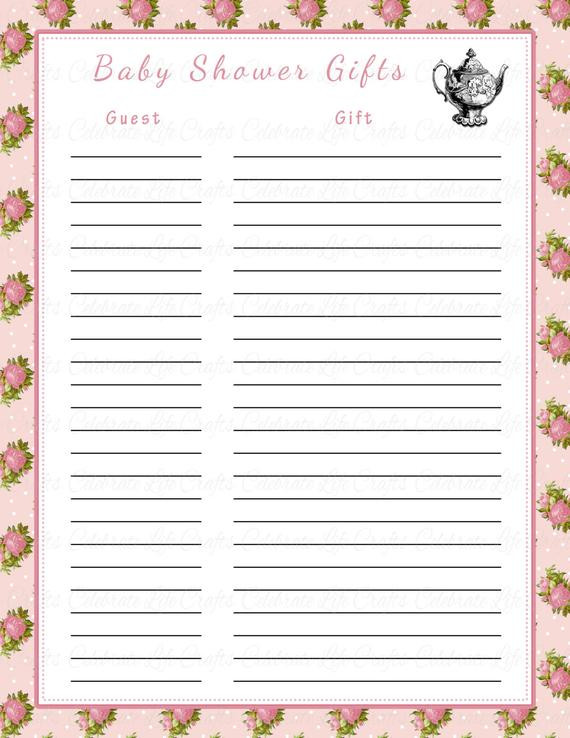 Baby Shower Gift Lists
 Baby Shower Gift List Printable Baby Shower Party