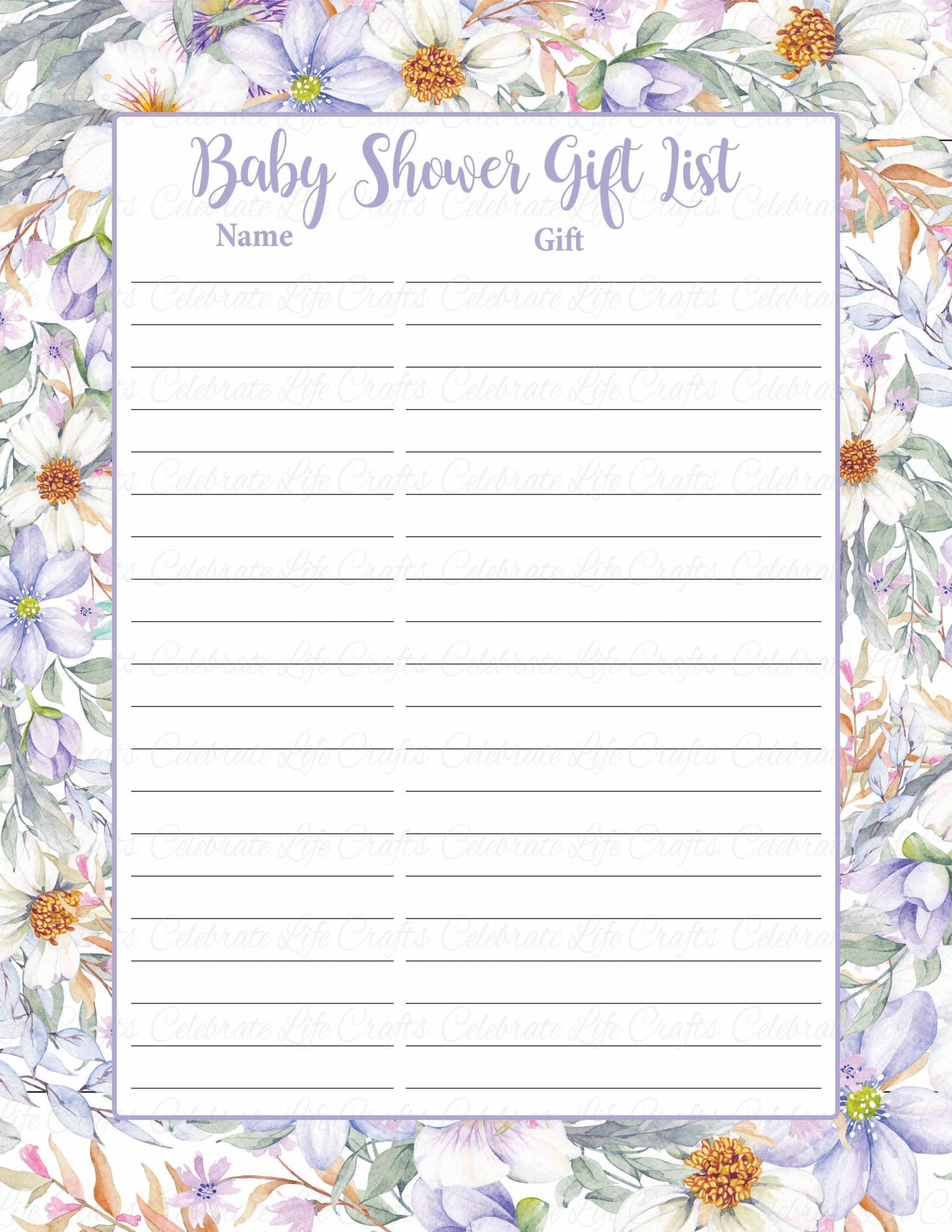 Baby Shower Gift Lists
 Baby Shower Gift List Garden Baby Shower Theme for Baby