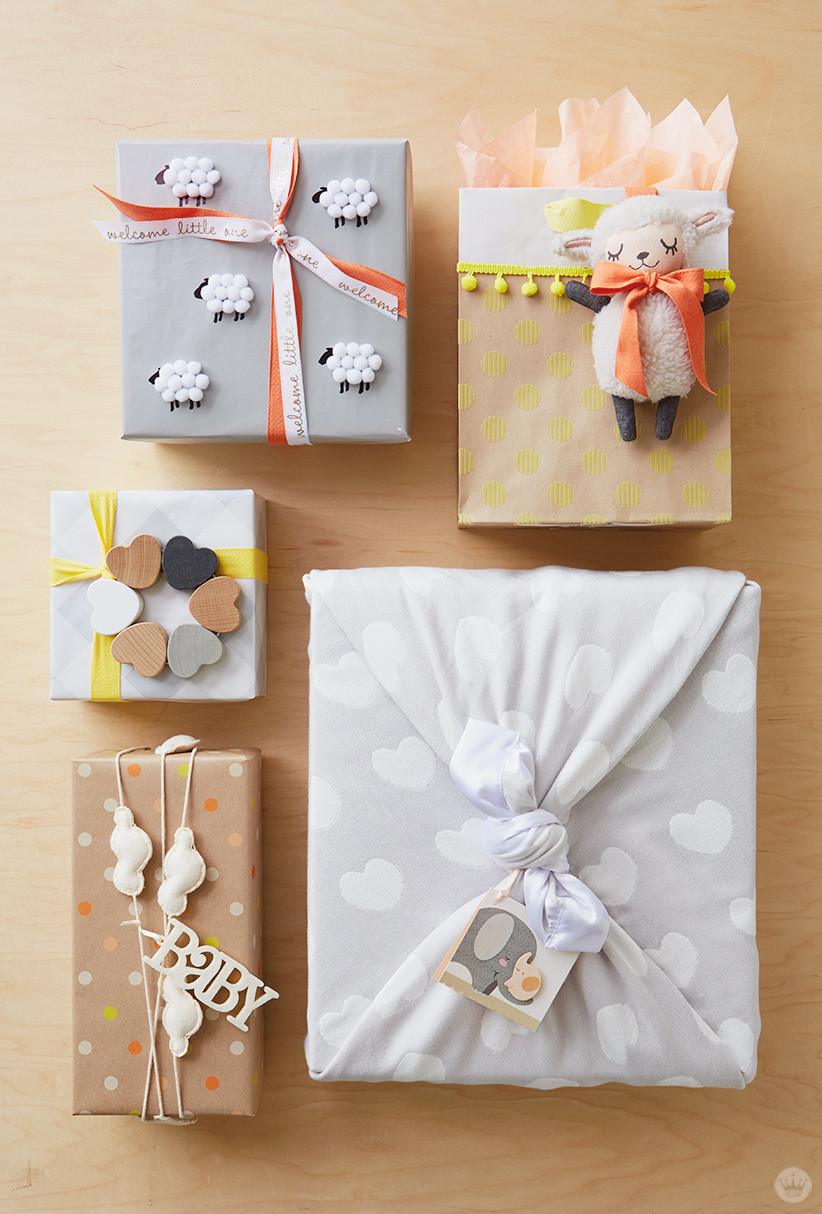 Baby Shower Gift Wrapping Ideas
 Baby t wrap ideas Showered with love Think Make
