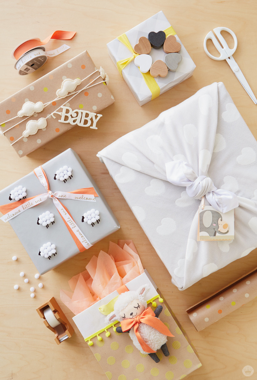 Baby Shower Gift Wrapping Ideas
 Baby t wrap ideas Showered with love Think Make