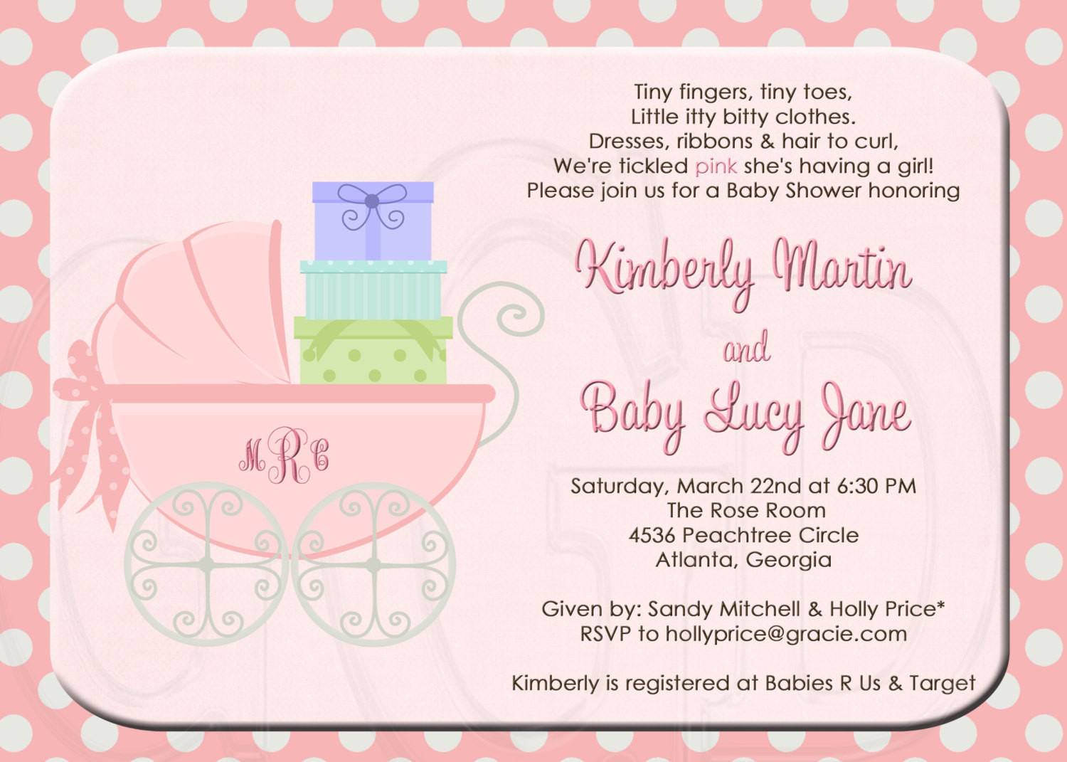 Baby Shower Invitation Quotes
 Baby Shower Invitation or Sprinkle by graciegirldesigns77