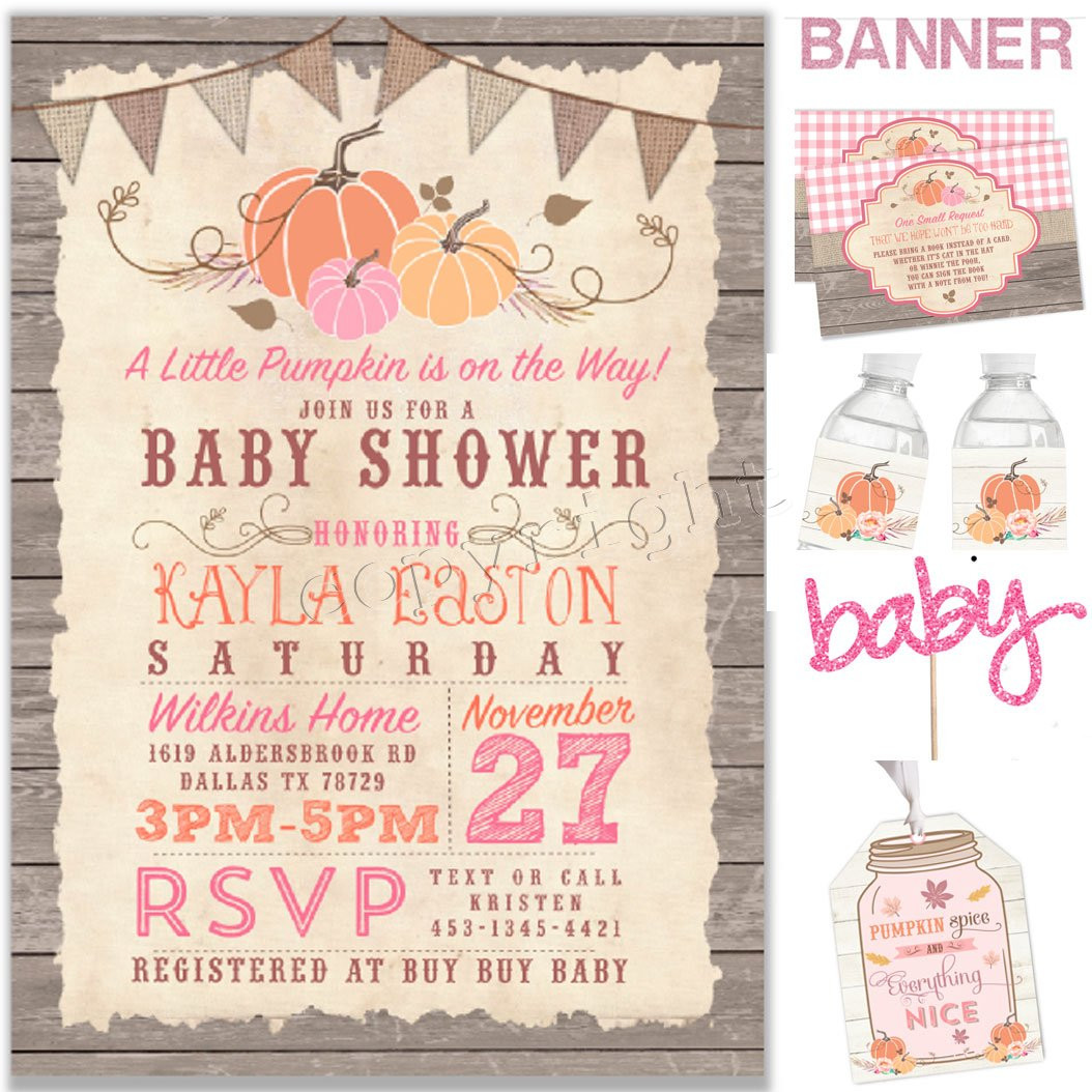 Baby Shower Party Pack
 Printable Pumpkin Party pack for girl baby shower w