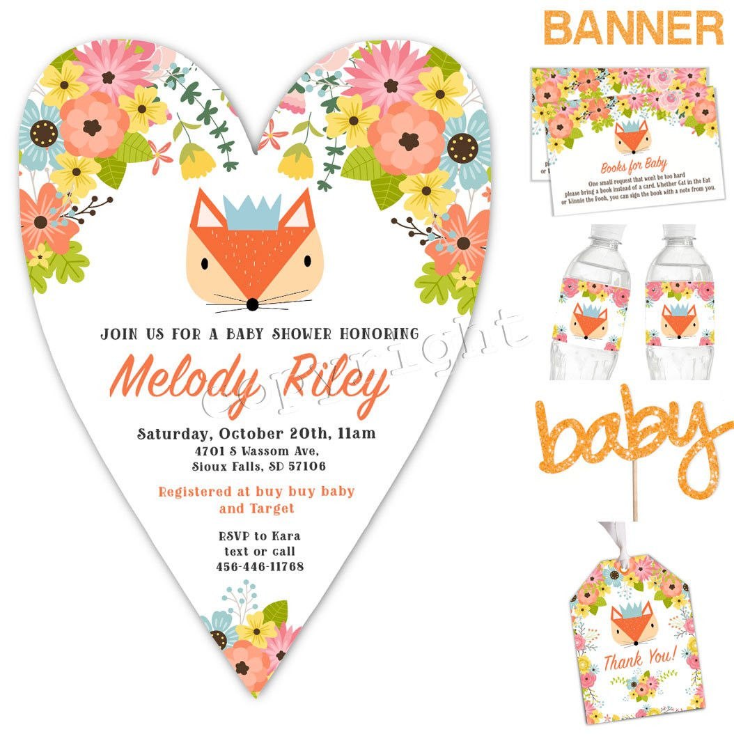 Baby Shower Party Pack
 Printable Fox Party pack for boy baby shower w matching