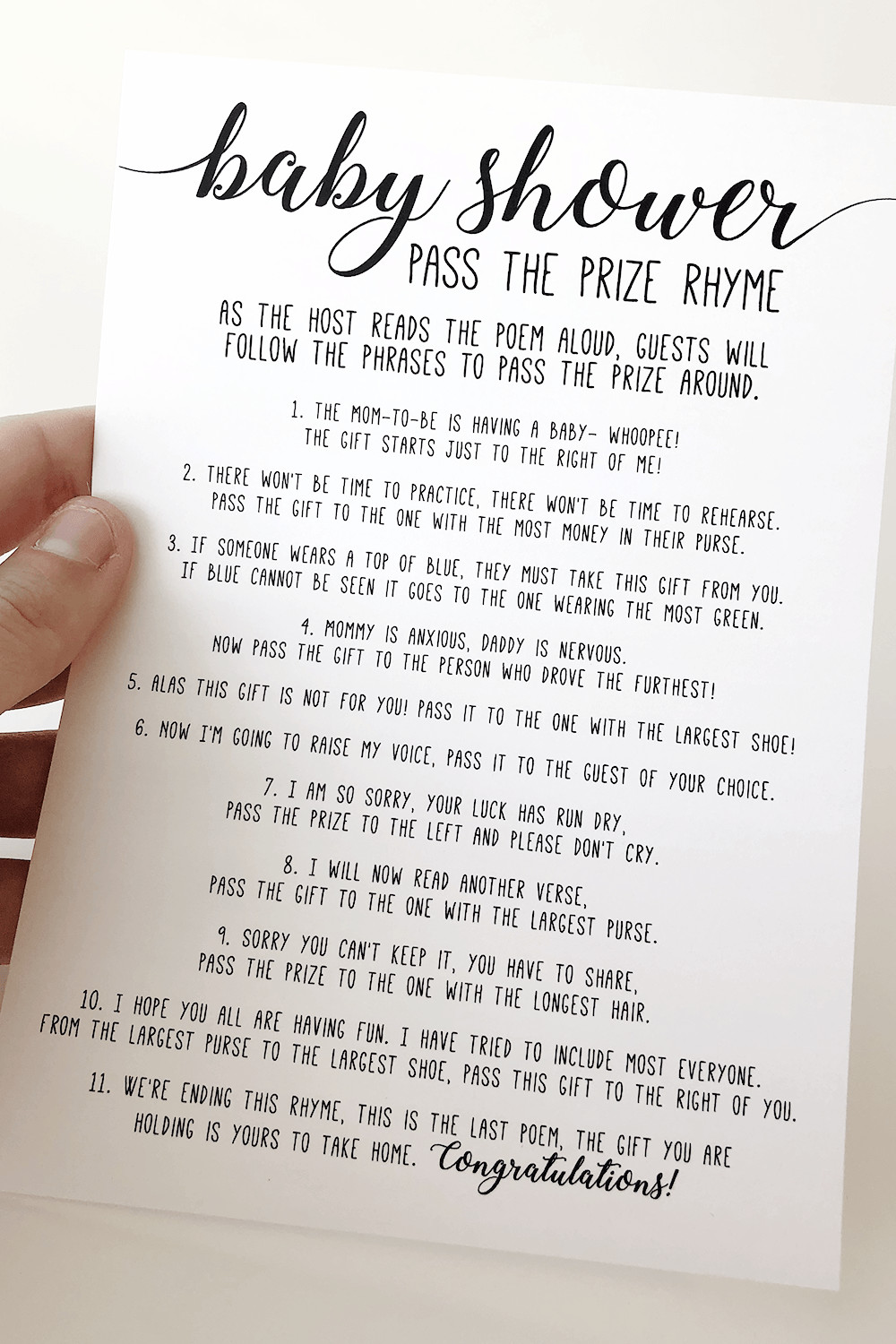 Baby Shower Pass The Gift Poem
 Pass the Prize Baby Shower Poem Baby Shower Pass the