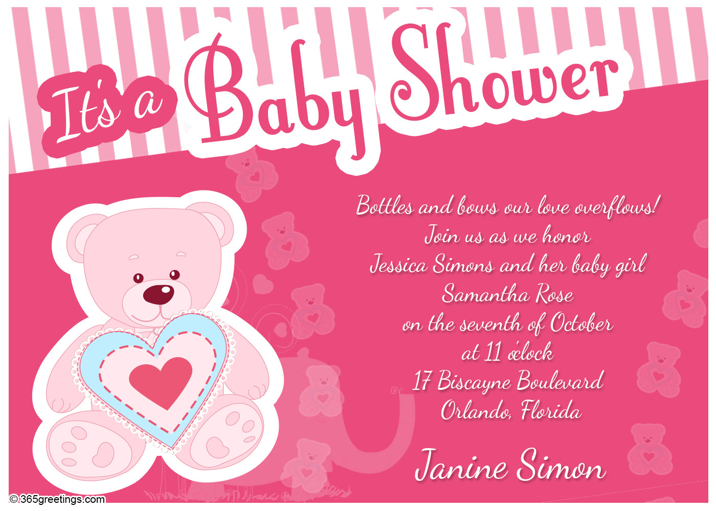 Baby Shower Quotes For Invitations
 baby girl shower invitation wording 365greetings