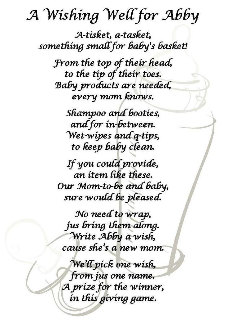 Baby Shower Wishing Well Quotes
 A wishing well poem to be included in the invitation to a